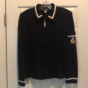 St. John Vintage Navy and White Cardigan Sweater